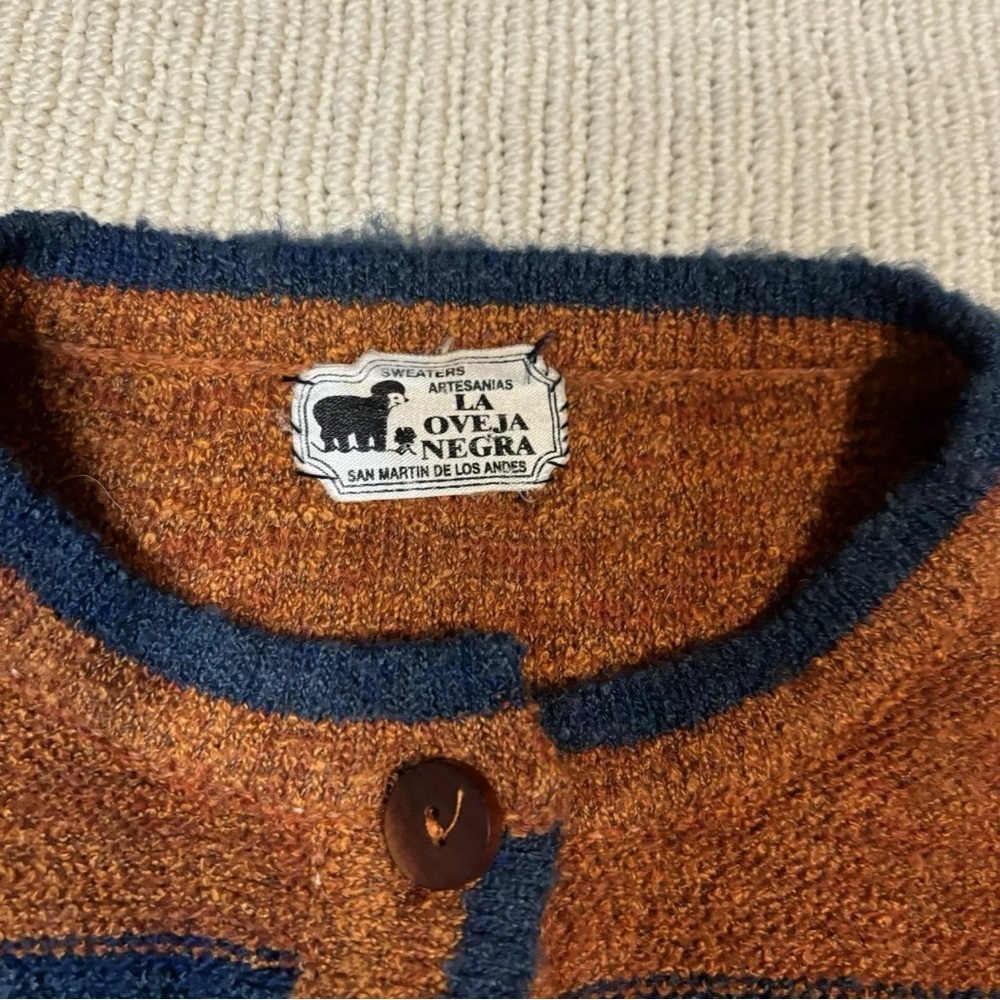 La Oveja Negra Wool Cardigan Sweater Size Medium Cozy Granola Boho - Picture 6 of 6